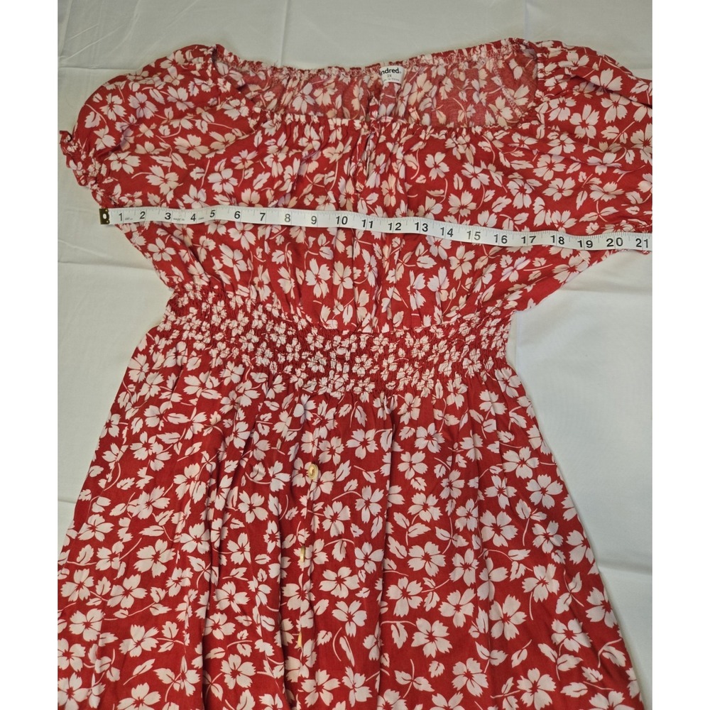 Anthropologie Kindred Red Floral Maxi Dress Womens 2X Milkmaid Fairy Coquette - Picture 2 of 8